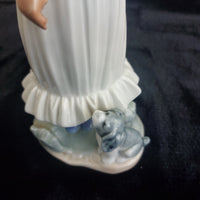 Thumbnail for NAO by Girl Lladro with Dog Figurine Spain 1987 White Blue Dress 9.5