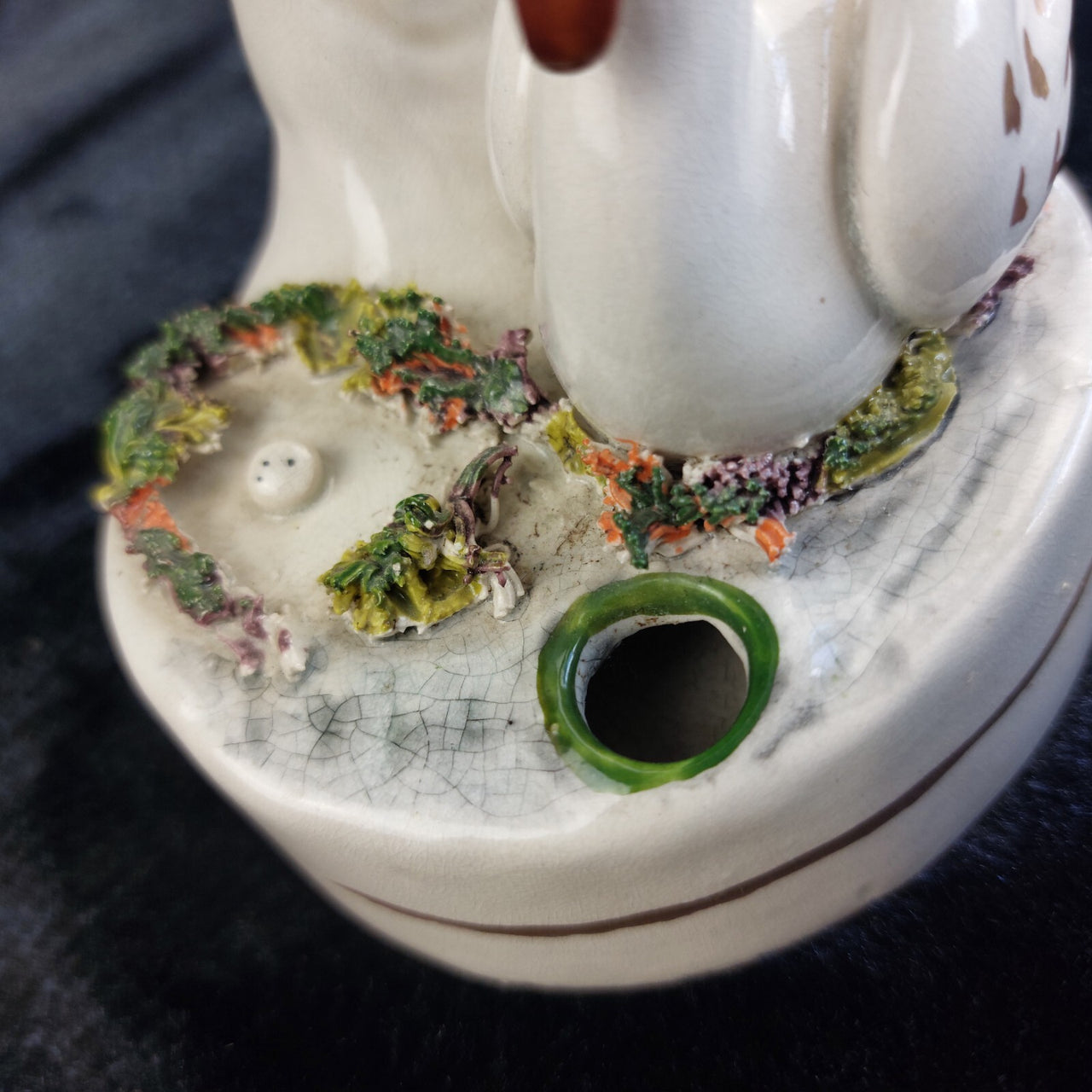 Antique staffordshire Swan Victorian Spill Vase Porcelain 4.5" Crazed decor12