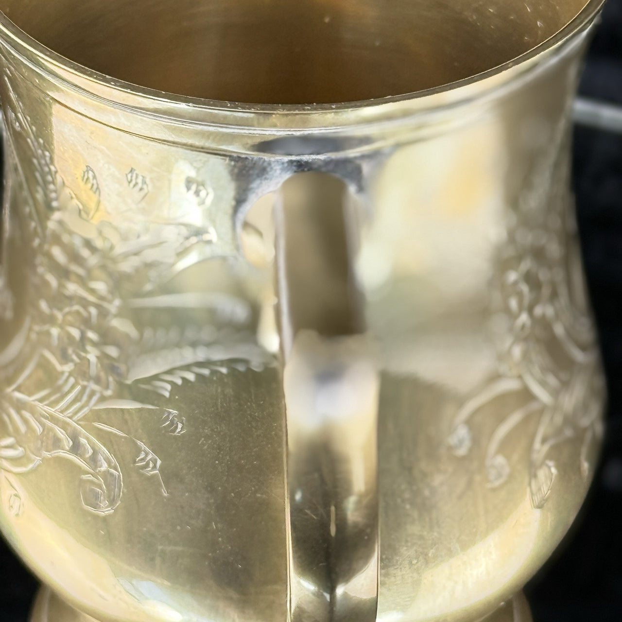 Evans Brass Commemorative Mug 1950–1975 – 5” Engraved Floral Cup Trophy J&E8