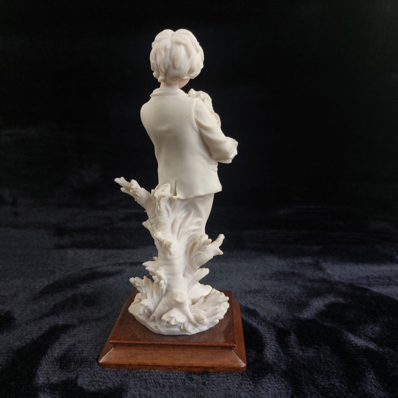 V. Belcari Figurine Boy with Dog Italy Armani Porcelain Sculpture Vintage 8"5