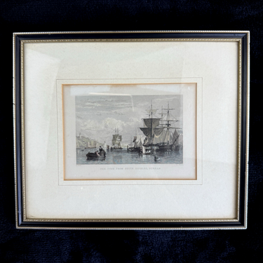 Antique Hand-Colored Engraving The Tyne from South Shields, Durham by T. Allom0
