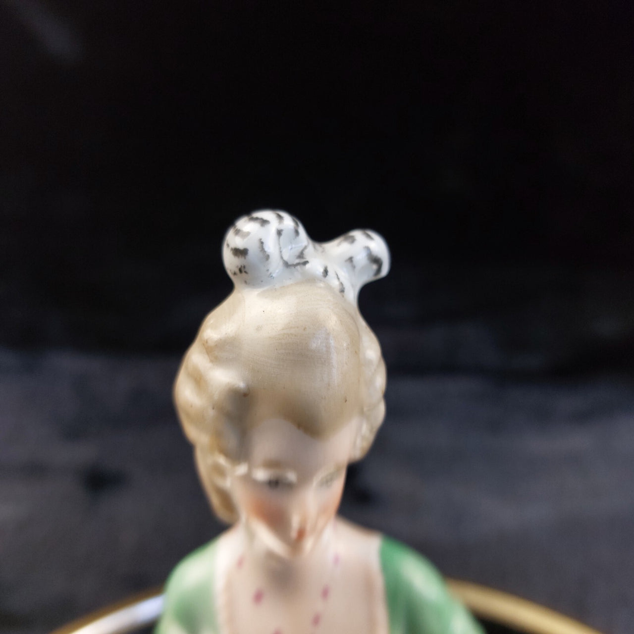 Germany Half Porcelain Doll Pair Lady Figurines Hand Painted 4.2 in 1006 Vintage7