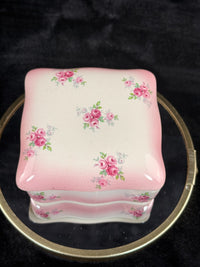 Thumbnail for Blakeney Bone China Square Trinket Box Rose Pink Spray Pattern Stoke-on-Trend2