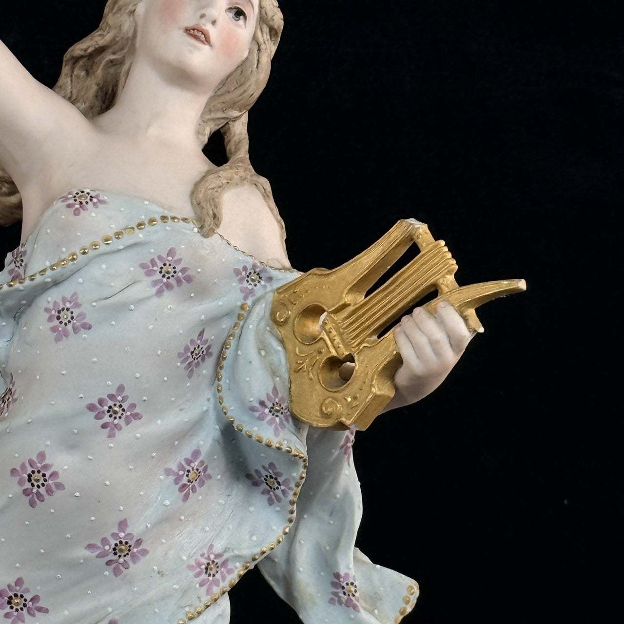 Augarten Vienna Porcelain Ladies Musician Figurines Lyre Pair Austria Antique se10