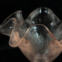 Thumbnail for French Pink Amber Glass Compote Bowl Ruffled Pedestal 6.5” Vintage Elegant2