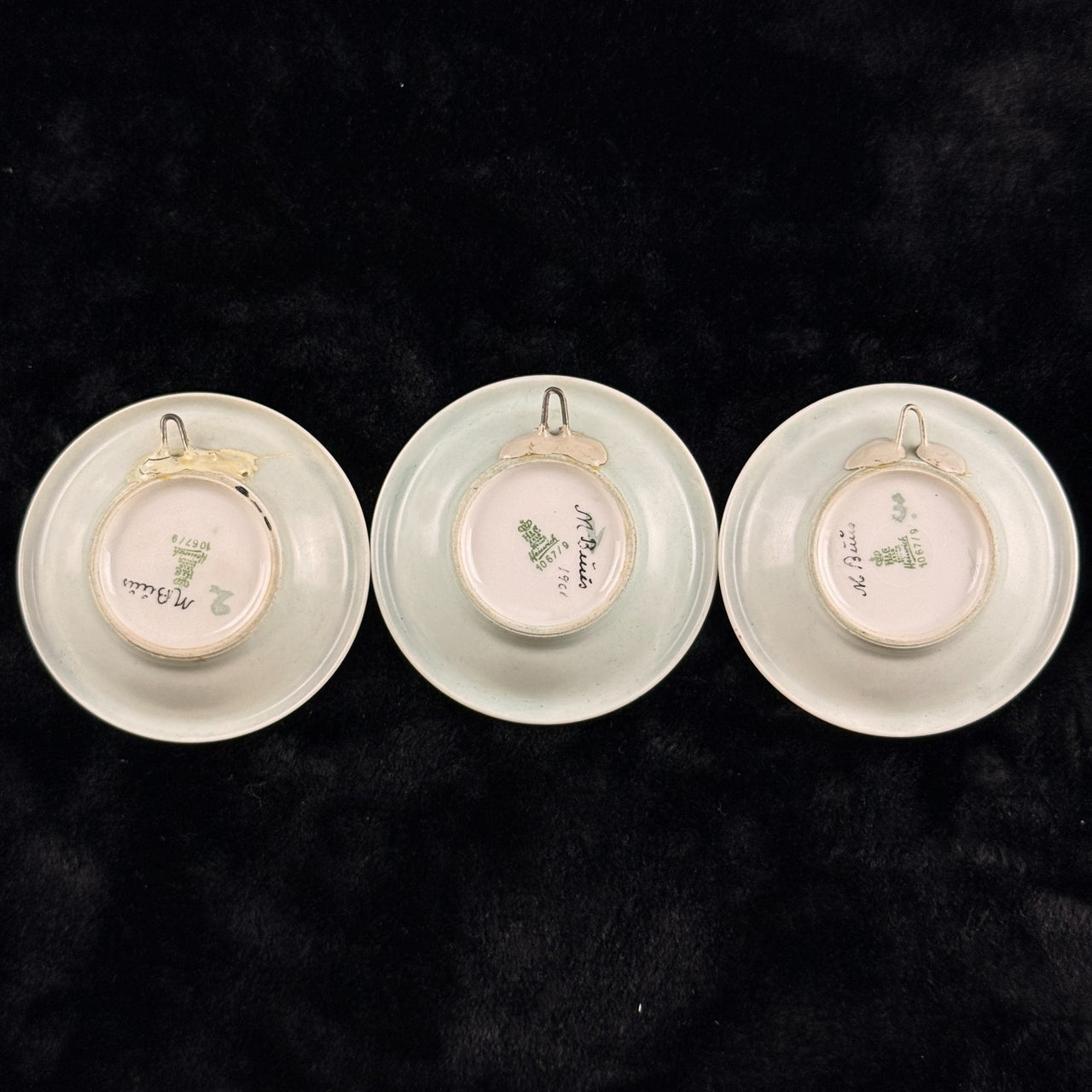 Heinrich Bavaria Miniature Plates Set of 3 Signed M Birus Birds Cottage Germany3