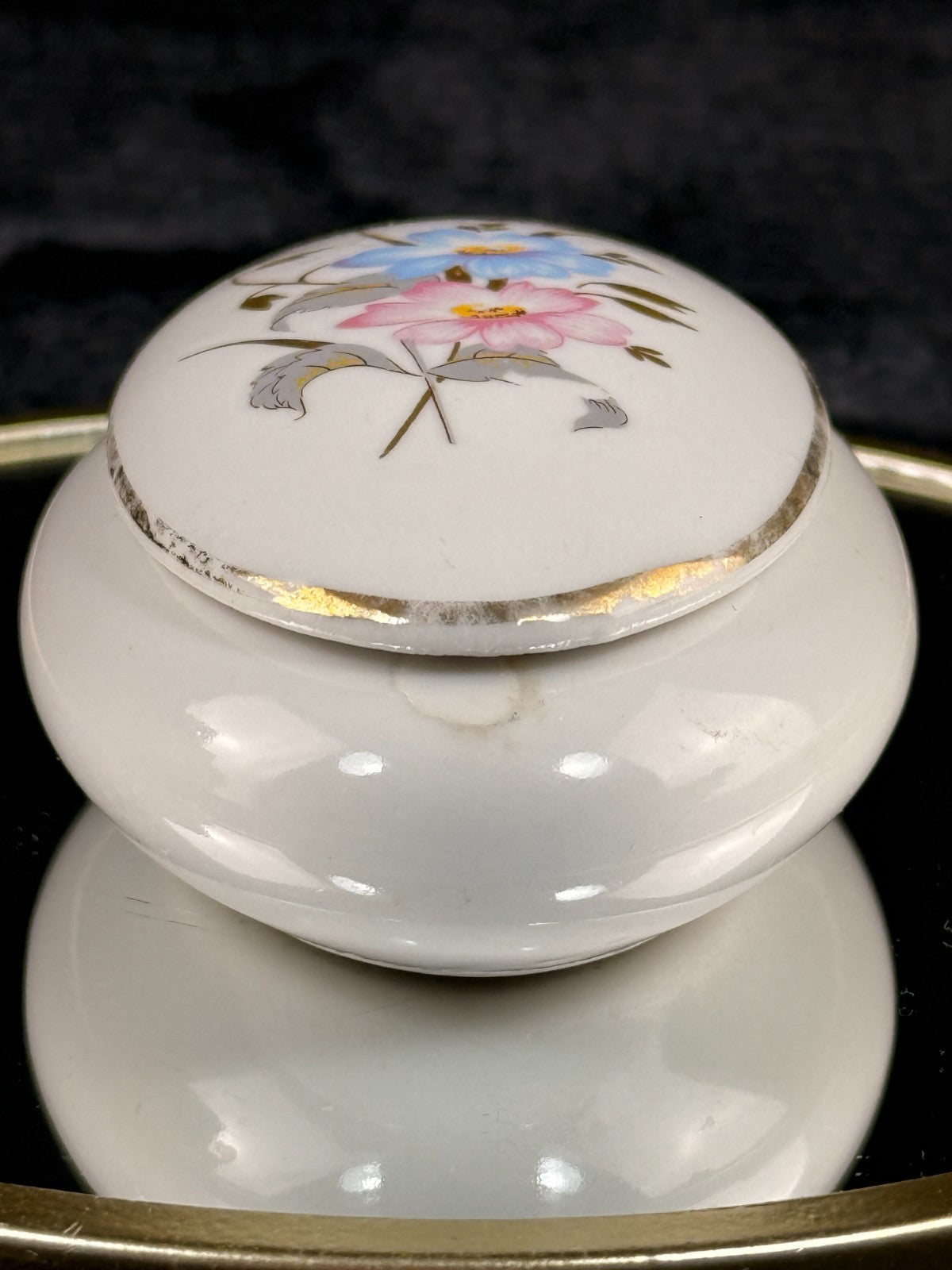 Pâte MPA de Limoges France Oval Trinket Box Jewelry Casket Floral Gold Trim see9