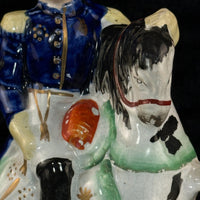 Thumbnail for 1800s antique Staffordshire Soldier on Horse Pottery Figurine Hand Painted 8
