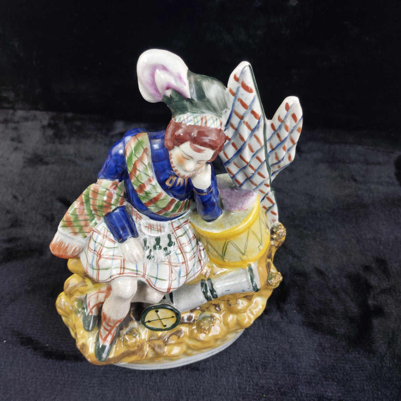 Antique Style Staffordshire 11" Pottery Figurine Sleeping Scotsman Decor9