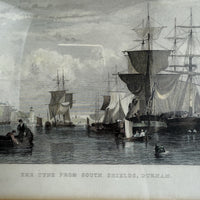 Thumbnail for Antique Hand-Colored Engraving The Tyne from South Shields Durham by T. Allom1