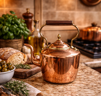 Thumbnail for Antique Large Copper Kettle with Brass and Copper Handle - English Country House0