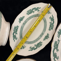 Thumbnail for Royal England Cauldon Green Dragon Serving Set x6 – Vintage Ironstone China22