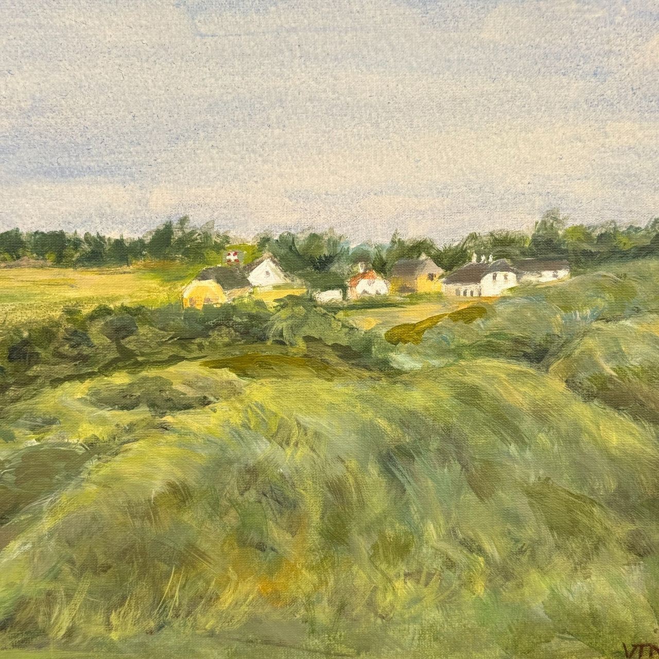 Danish Landscape Painting Vangsaa 2009 Original Signed by VTN Framed Art 40x30cm3
