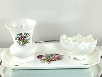 Thumbnail for Coalport Ming &shell Rose Dish Vanity Set Tray Vase Trinket Bowl Gift Bone China1