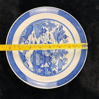 Thumbnail for Spode Mint Danbury Willow Pattern Plates x3 Temple Landscape antique Blue White3