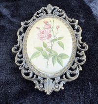 Thumbnail for Italian Vintage/Antique Brass Oval Frames with Fabric Prints - Set of 3 Italy11