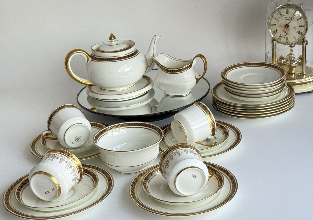 Stunning Antique Cauldon & Aynsley 27pc Tea Set c.1910 | Edwardian Gilt & Black22