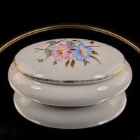 Thumbnail for Pâte MPA de Limoges France Oval Trinket Box Jewelry Casket Floral Gold Trim see1