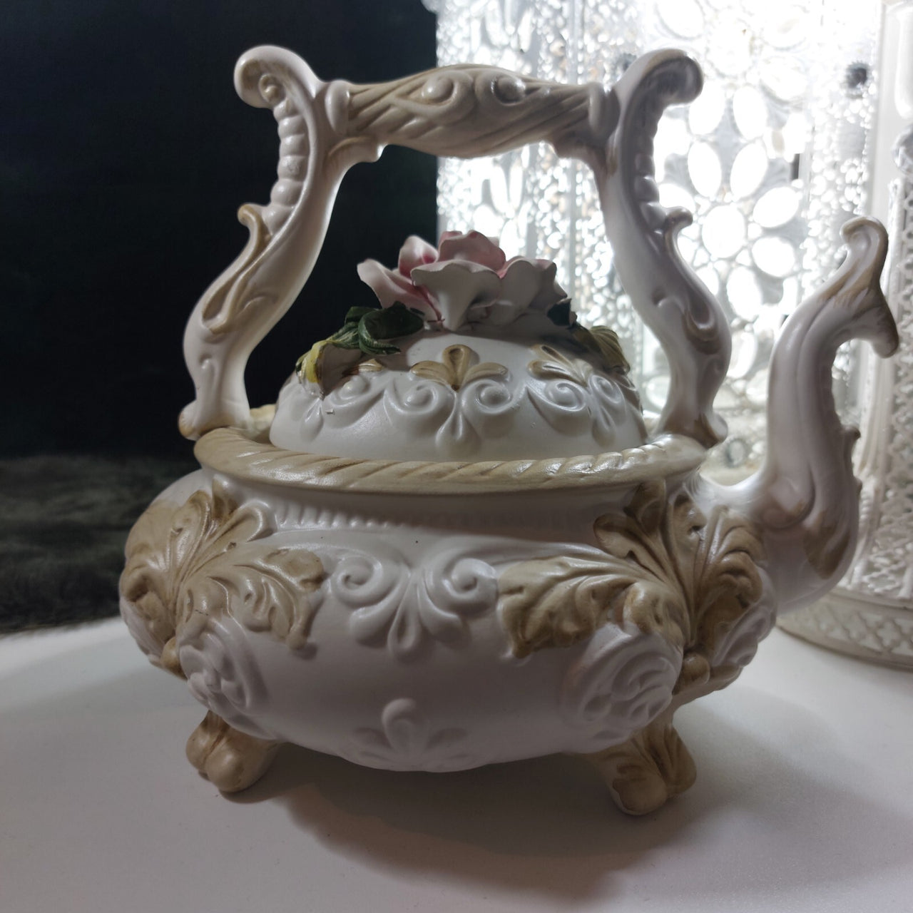 Rare Capodimonte Italian Porcelain Teapot – Floral Rococo Style Tea Pot gift16