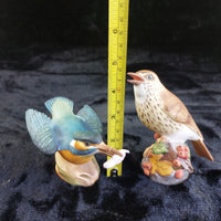 Thumbnail for Royal Worcester Kingfisher & Thrush Bird Figurines England ceramic repaired2