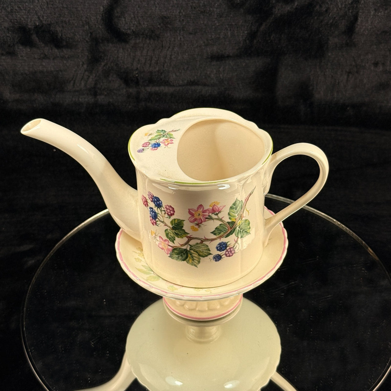 Hammersley Floral Mini Watering Can & Burleigh Pedestal Cake Stand Porcelain Set8