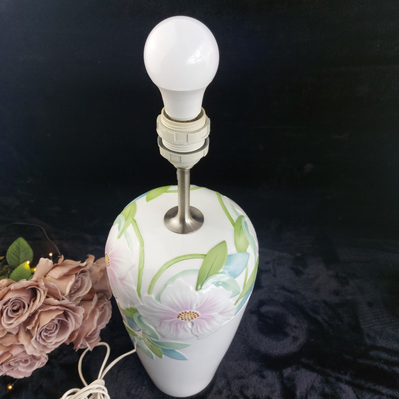 Royal Copenhagen Table Lamp DEAUVILLE 19" Denmark Porcelain Floral collectable13