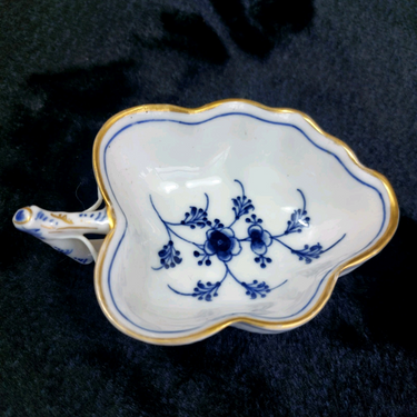 Antique 1870s Royal Copenhagen Blue Fluted Leaf Candy Dish Gold Edge 1st Quality1