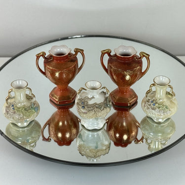 Miniature Japan Vases Lusterware Porcelain Ornoments Set Of 5 easter decor1