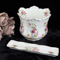 Thumbnail for Stunning St. George & Kenall Fine China Bone Floral vase and Tray Set England.0