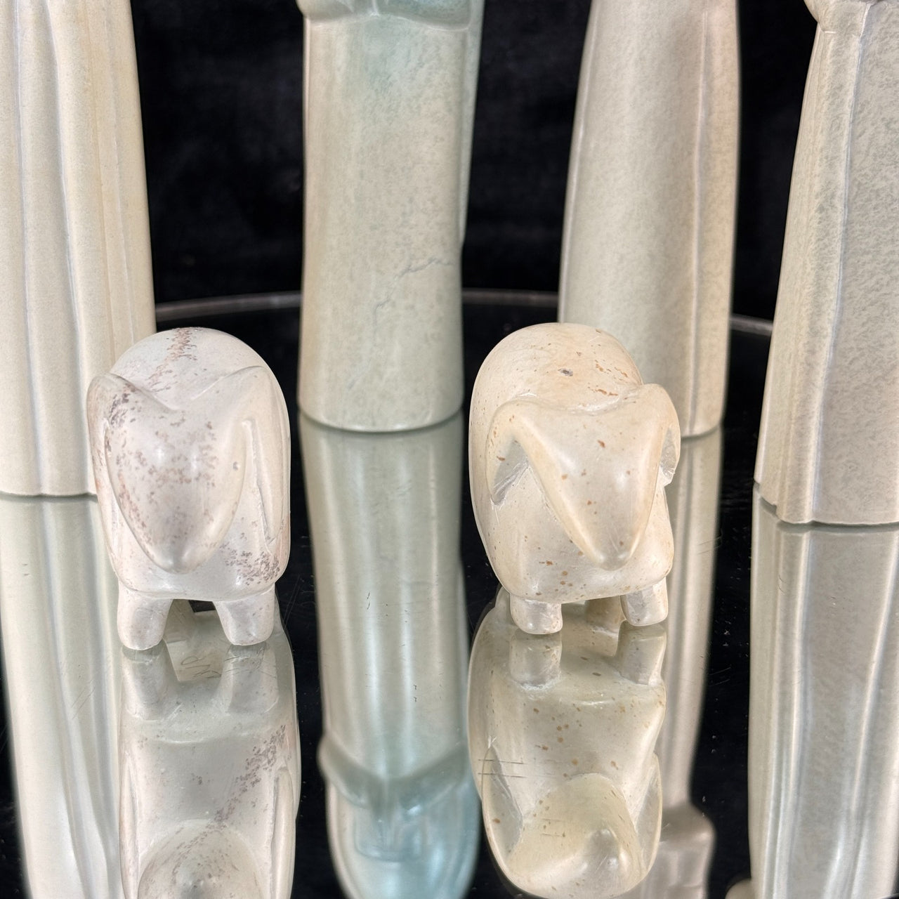 Modern Minimalist Stone Nativity Set of 6 HandCarved Figures Heavy no jesus bb5