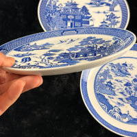 Thumbnail for Spode Mint Danbury Willow Pattern Plates x3 Temple Landscape antique Blue White21