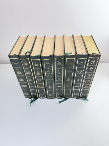 Reader’s Digest Condensed 1980s Books Set x9 Green Leatherette Bookshelf Deco1