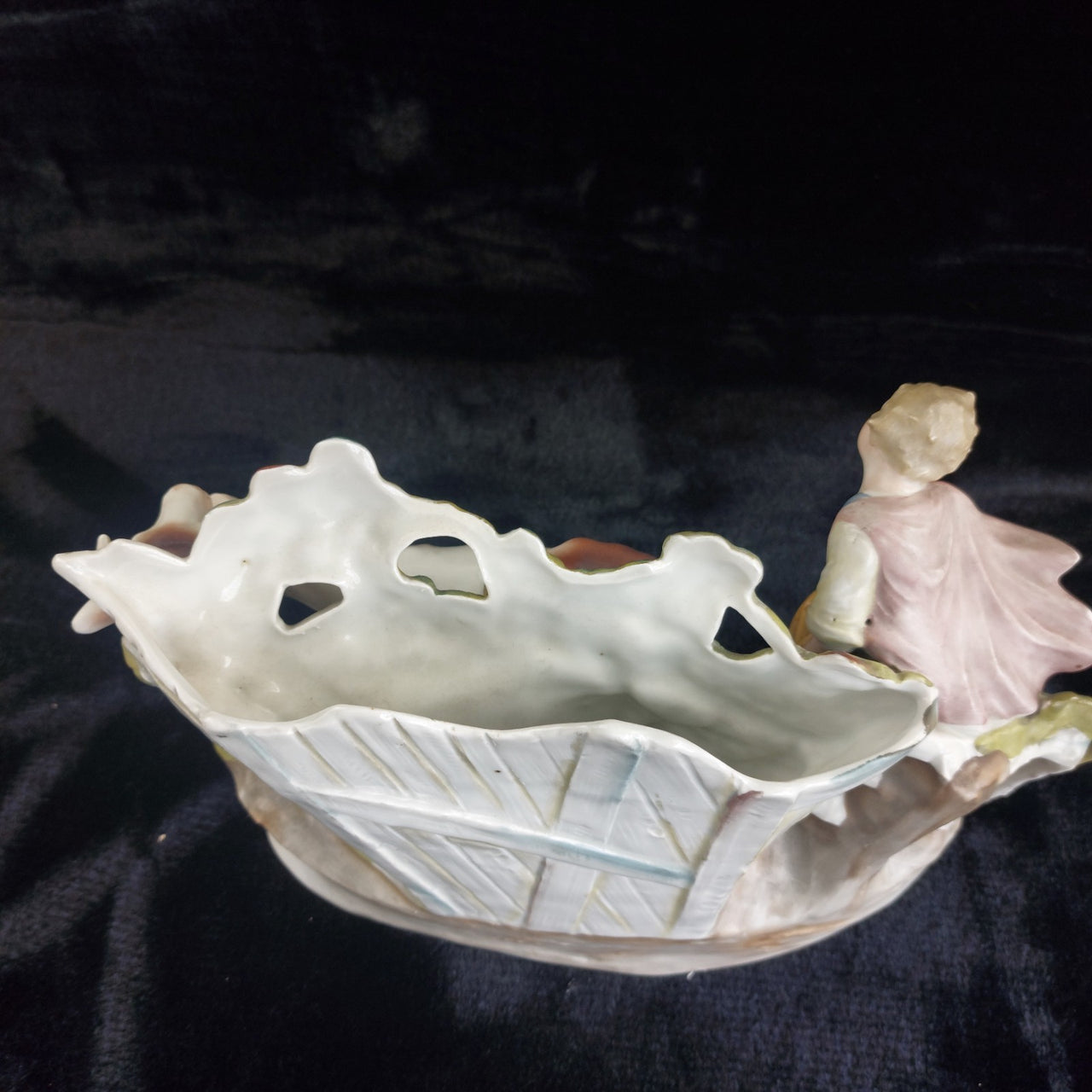 Rococo Antique Dresden Style Figural Group Vase Man Ploughing Oxen Hand Painted6