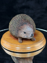 Thumbnail for Hand‑Painted Hedgehog on Wooden Plinth – Wildlife Figure / Ornament Resin? Gift6