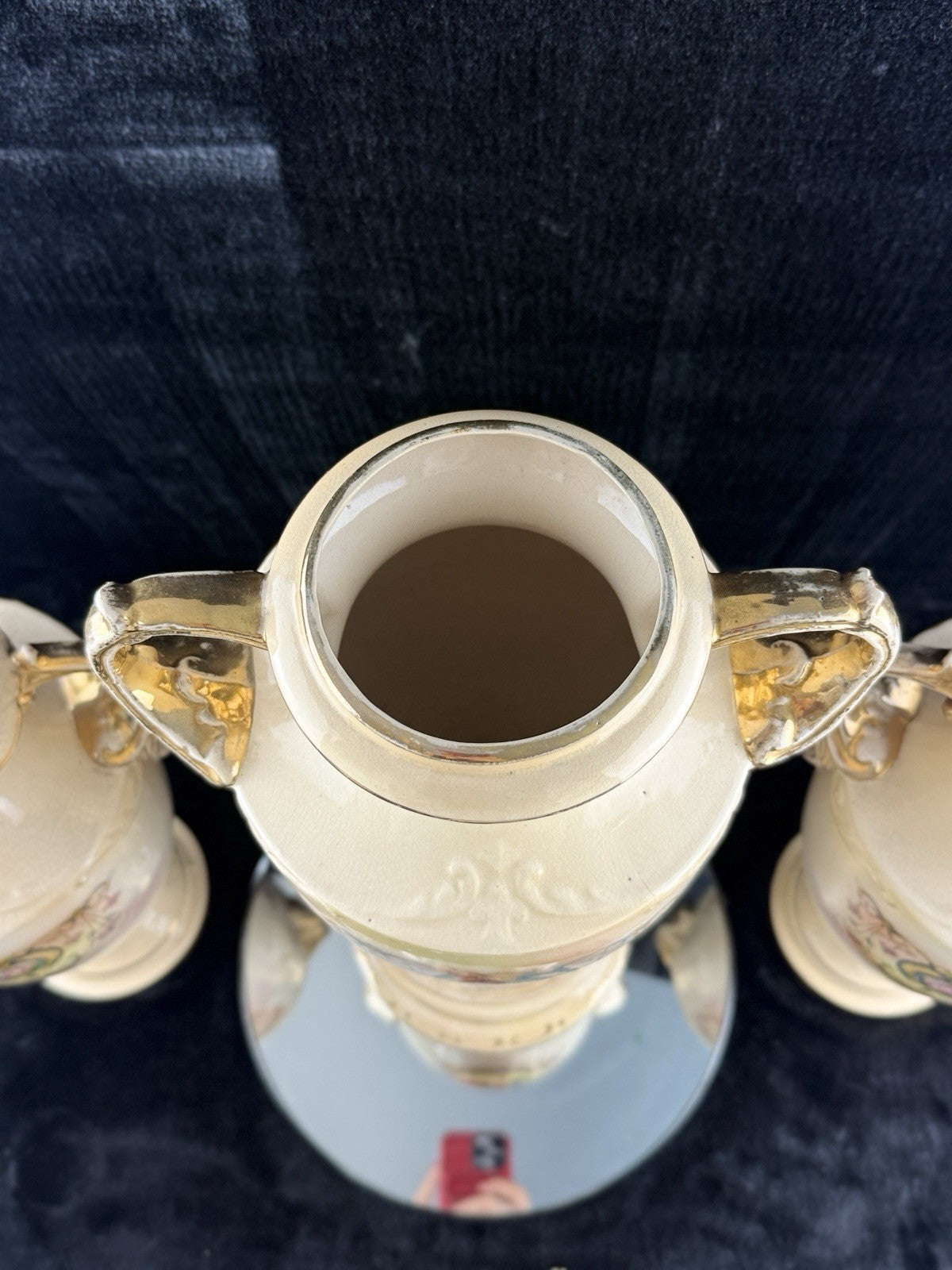 Antique English Alton Ware Urns Set Hand Painted Roses Gilded Porcelain Vase Set19
