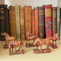 Thumbnail for Vintage Hand Carved Wooden Horse Figurines Set Lot of 5 Rustic Folk Art 3.5”20