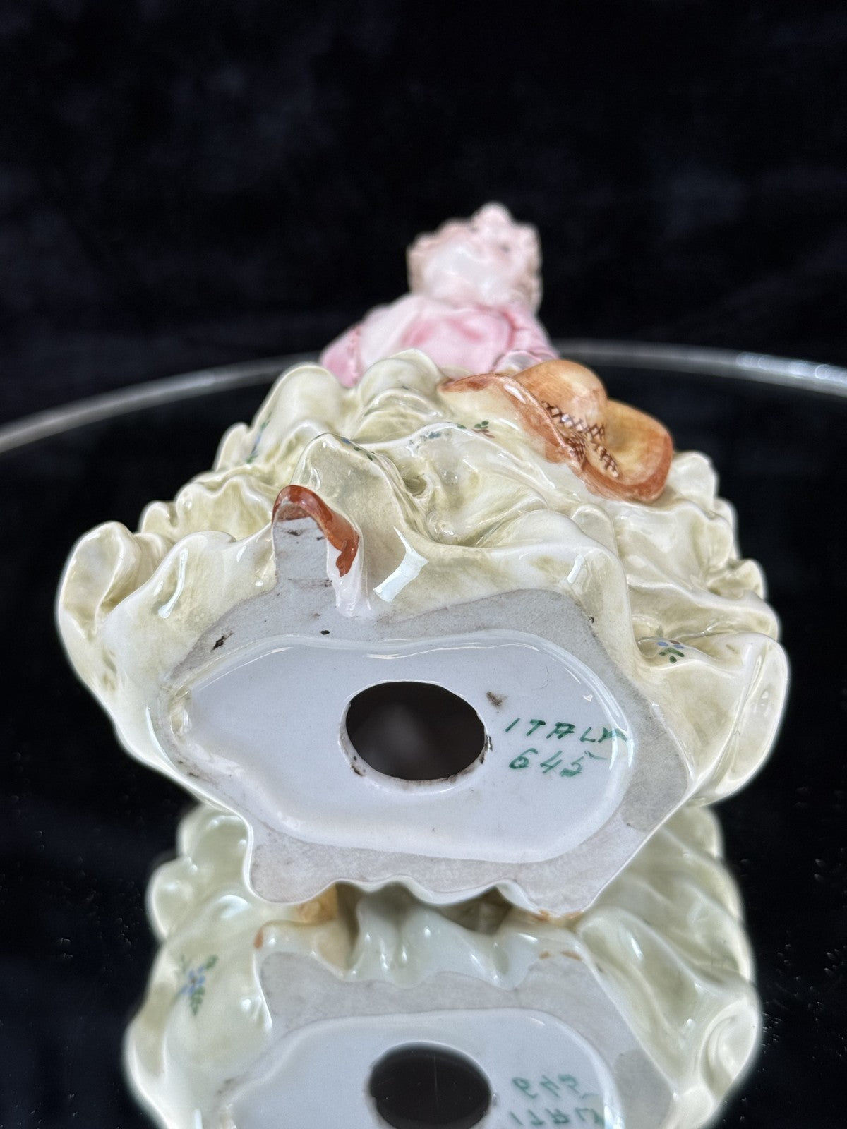 Figurine Porcelain 'Lady with Hat', Hand-Painted, Stamped Italy, display decor5