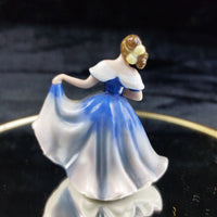 Thumbnail for Royal Doulton Elaine Figurine M201 2003 Miniature 2.5” Blue Dress Bone Fine3