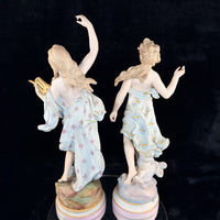 Thumbnail for Augarten Vienna Porcelain Ladies Musician Figurines Lyre Pair Austria Antique se20