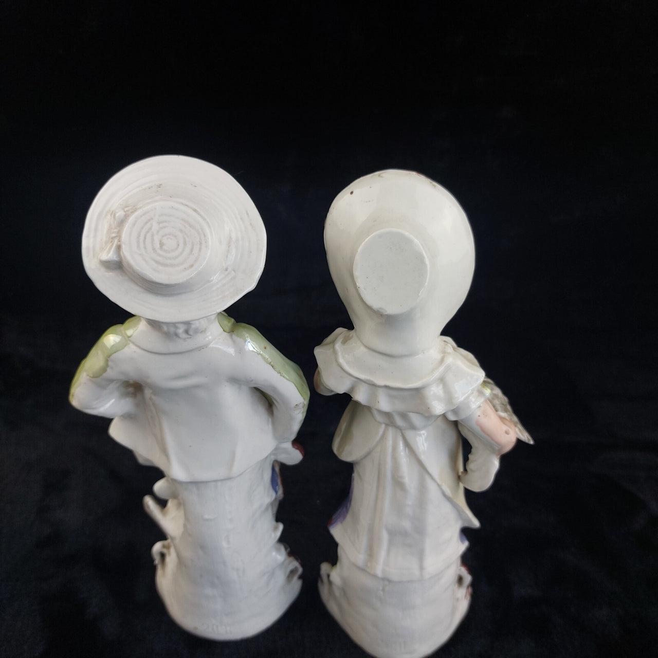 Antique Porcelain Boy & Girl Figurines Pair Poultry Chicken Farmyard 10.5"4
