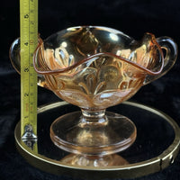 Thumbnail for Vintage Marigold Carnival Glass Bonbon Dish Pedestal Bowl Swirl 3.5” Pattern1