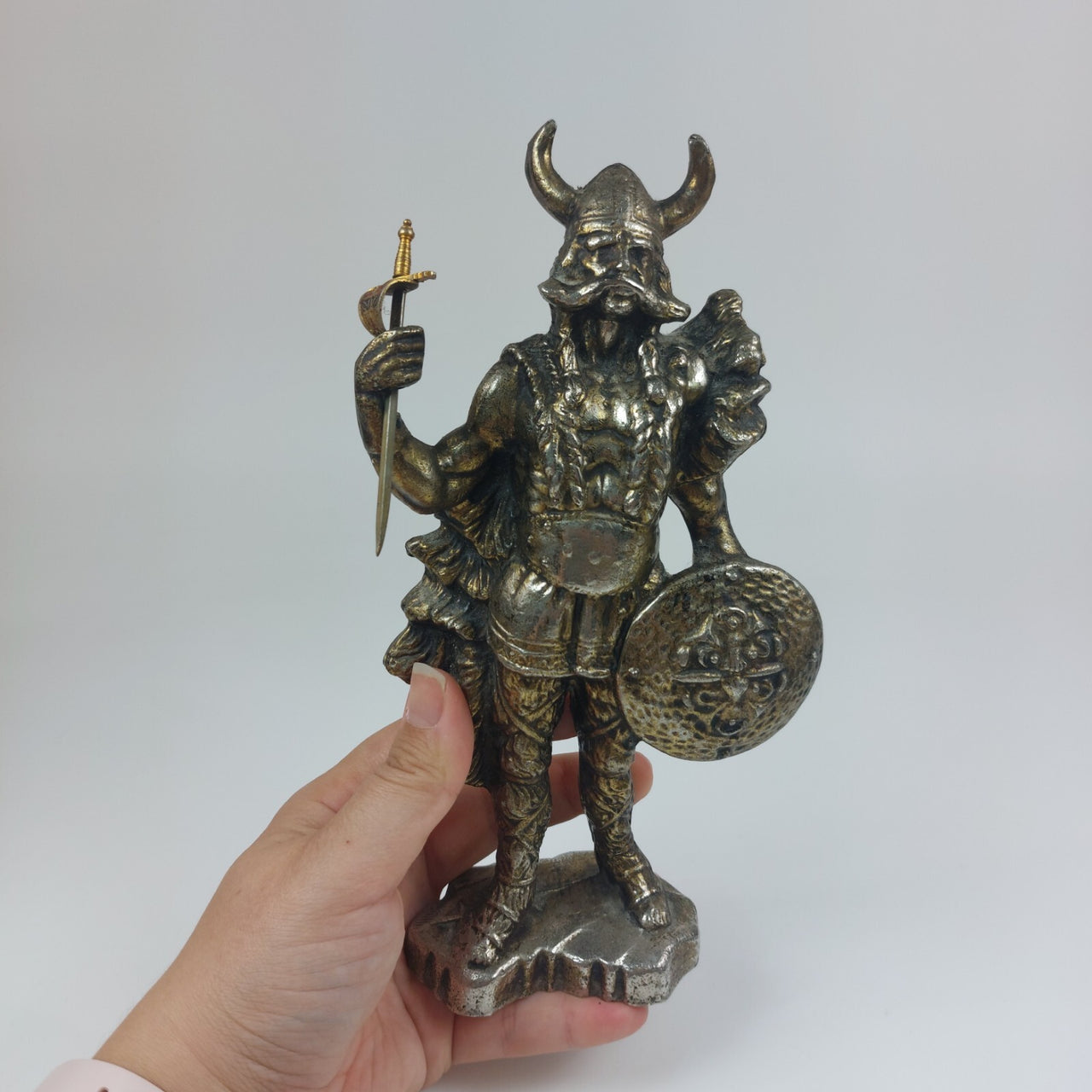 Brass Viking Warrior Figurine Vintage  2kg  with Shield and Sword   9" (23 cm) 13