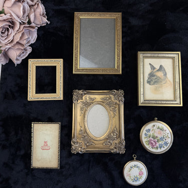 Set of 7 Vintage Brass Gold Tone Ornate Picture Frames (moseley ware metal brass1