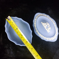Thumbnail for Wedgwood Jasperware  Blue Oval   Elegant Vintage Collectible Trinket Box 13