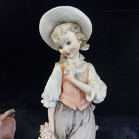 Thumbnail for Capodimonte G Armani Boy & Girl Pair Figurines Signed  chipped Grapes   3