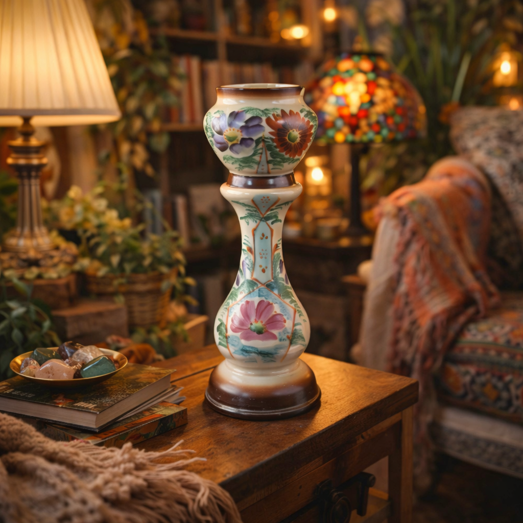 Milk Bohemian Glass Antique Vase 12” Floral Victorian Urn Form decor see pics0