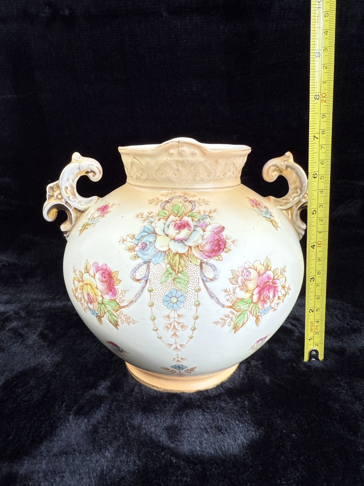 Antique Crown Devon Floral Twin Handled Urn Vase c.1917-1930 English Pottery3