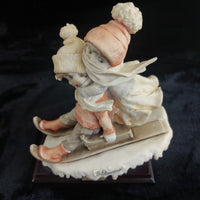Thumbnail for Giuseppe Armani 1992 Florence Children on Sled Figurine Winter Scene Sculp 9