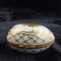 Thumbnail for Porcelaine de France Gold Floral Egg Trinket Box Decor 4