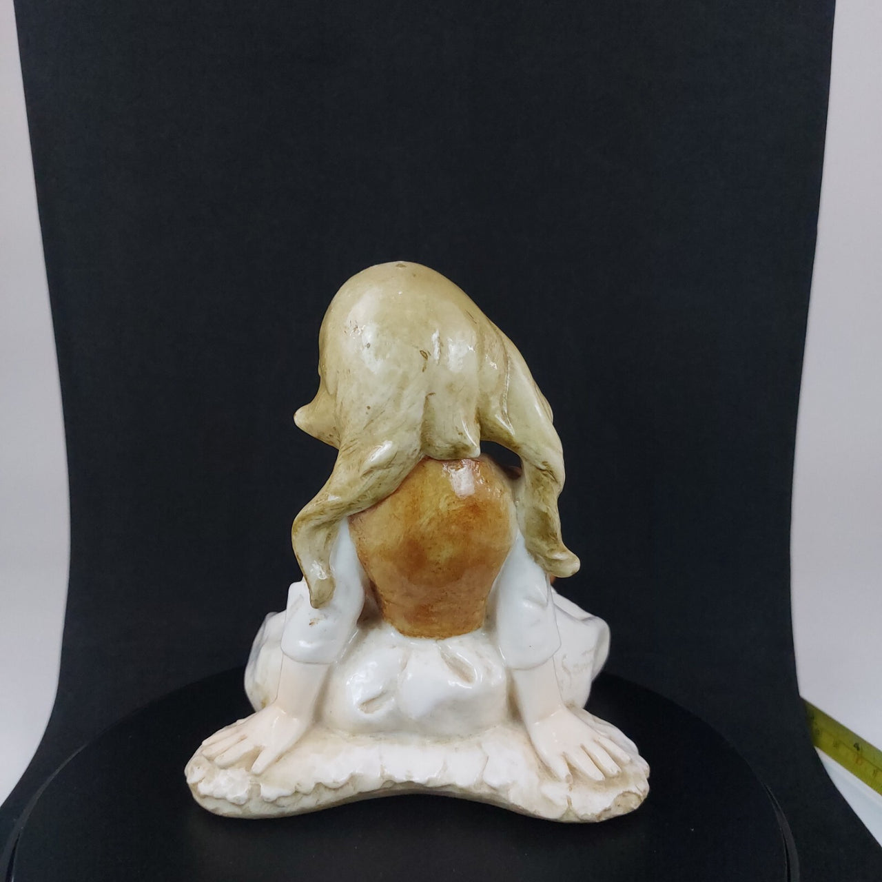 Vintage Italy - Ceramic 1950s A. Santini Little Girl Sitting Glazed Figurine4